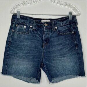 Madewell High Rise Button Fly Raw Hem Denim Shorts Size 26